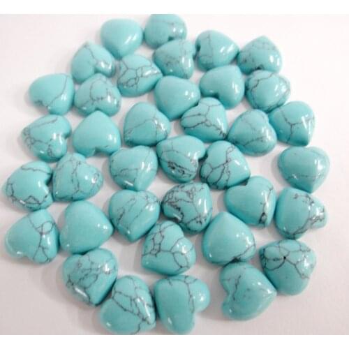 10*10mm Natural stone Turquoises tiger eye Quartz crystal Heart Cabochon Pendant for diy Jewelry making necklace Accessories50PC