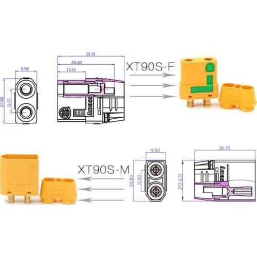 Amass 2PCS XT90-S Anti Spark Connectors Male Female Plug XT90S Cover Sheath Sparkproof For RC Lipo Battery Parts DIY