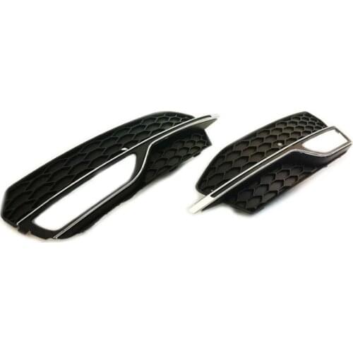 1 PAIR ABS Honeycomb Style Black Fog Light Grille with Chrome Strip For Audi A3 8V Pre-facelifted 2013-2015 S-LINE BUMPER