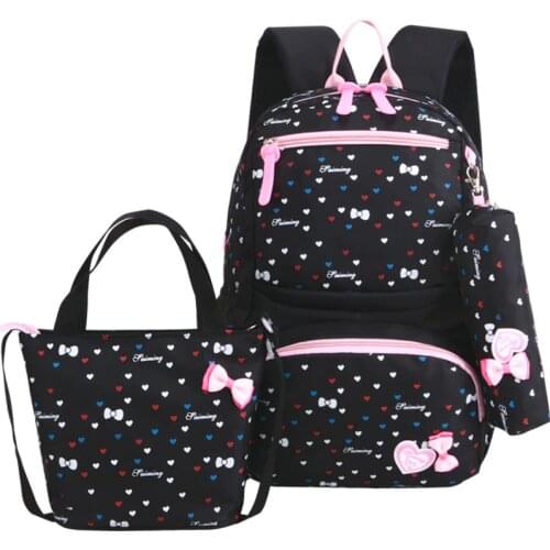 3pcs/set fashion dot print children waterproof school bags for Teenagers girls bow Kids Cute backpacks girl book bag mochila