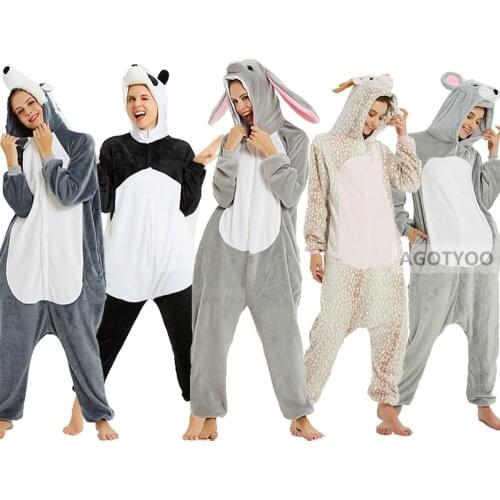 Animal Panda MashiMaro Rabbit Costume Adult Girls Boys Kids Onesies Flannel Wolf Women Anime Jumpsuit Onepiece Suit