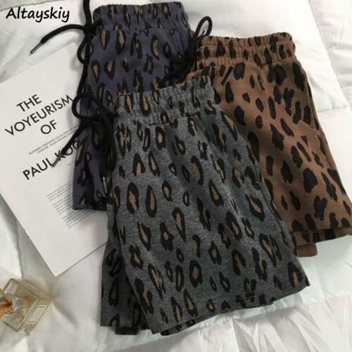 Shorts Women Leopard Drawstring Casual Loose Summer Fashion Breathable Chic High Elasticity Soft Harajuku Korean Hot Stylish