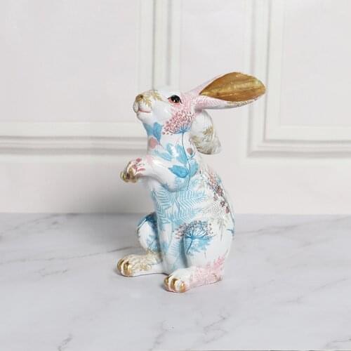Sculpture Rabbit Statue Resin Home Decoration Animal Bunny Ornament Nordic Decoration Modern Crafts for Kids Room