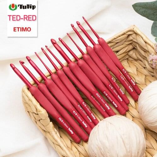 1PCS Japan Brand Tulip ETIMO Red Crochet Hook Resin Aluminum Knitting Needles Original Authentic Imported from Japan 1.8-6.5mm