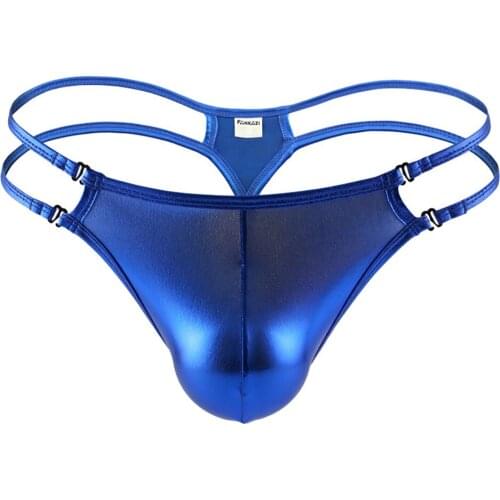 Strappy Sexy Man Wet Look Briefs Thong Bulge Support Trunks T-back G-String Underwear