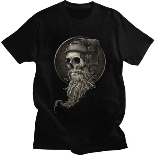 Winya No. 99 Skull Beard T Shirt Men Pure Cotton Viking Berserker T-shirt Short Sleeve Horror Gothic Head Tee Fitted Clothing