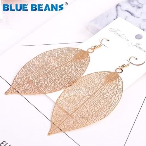 Women earring sjewelry long korean fashion bohemian boho yellow statement gold dangle heart butterfly Leaves Plum blossom Hollow