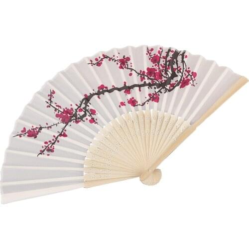 1pcs Delicate Plum blossom Blossom Design Silk Folding Fan CNIM Hot