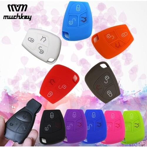 For Mercedes Benz C E GLC GLA Classe 1pcs 3 Buttons Silicone Remote Filp Key Cover Shell For Old Benz Key Case Silica Gel