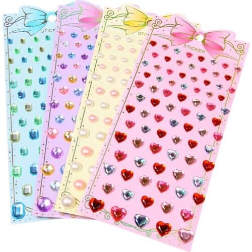 1Pc Heart Sticker Decorative Diamond Crystal Stone Stickers Sheet Creative Kids DIY Art Crafts Materials Toys for Children