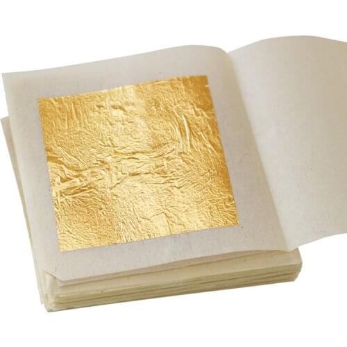 10Pcs 24K Pure Gold Foil Paper Anti-Aging Genuine Gold Leaf Sheets Cake/Coffee Food Decor Edible Gold Leaf DIY Art Gilding Craft