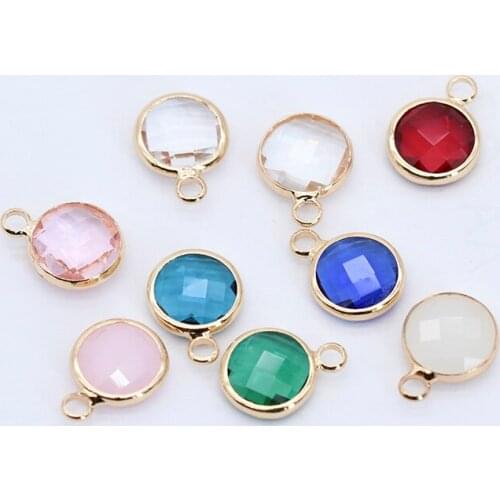 12p 10mm pure copper Round single hole Glass Charms Pendants Connectors for Diy Necklace Earrings Jewelry Findings Accessories