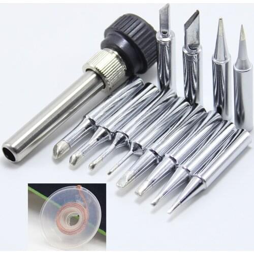 14Pc 900M-T Diamagnetic copper soldering iron tip Lead-free Solder tip Suction wire Soldering iron casing