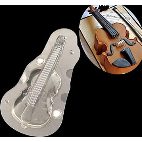 2PCs/ Set 3D Violin Sample Form Plastic Fondant Chocolate Cake Molds Cake Decorating Tools Kitchen Baking Tools With 2 Clips