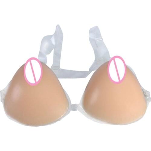 2020 500g/Pair Silicone Breast Forms Fake Boobs Beige Realistic with Shoulder Straps for Crossdresser Drag Queen Mastectomy Bra