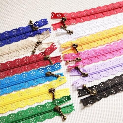 3# 10pcs mix Quality Novelty Length 40cm 16 inch DIY Nylon Coil Flower Zipper Lace Zippers for DIY Sewing Tailor Craft Bed Bag