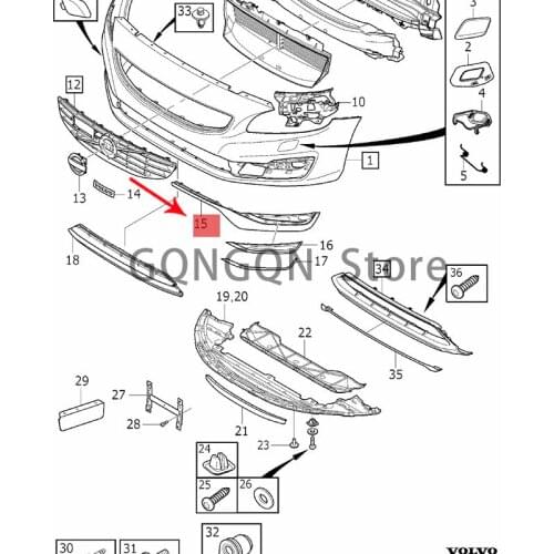 CAR fog lamp cover assembly with bright strip 2011-2019vol vov60 cross country v60 s60l s60 cross country High brake light cover