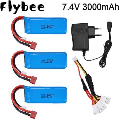 For Wltoys 144001 Toy Car Battery 2S 7.4V 3000mAh Upgraded Lipo Battery T Plug For Wltoys 1/14 144001 RC Car Lipo Battery Parts