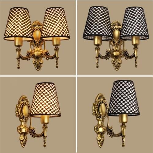 European Fabric Wall Lamps Bedroom Bedside Simple Living Room Sconces Wall Lights Aisle Stair Lighting Bathroom Mirror Lights