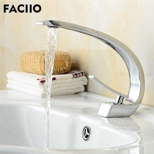 FACIIO Bathroom Basin Faucets Spray Paint Chrome Water Taps Mixer Water Saving Bathroom Tap Faucet Sink Mixer Cold and Hot Water