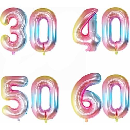 Gradient Color 32inch Number Helium foil Balloons 30th 40th 50th 60th Adult Birthday Birthday supplies Anniversary party Decor