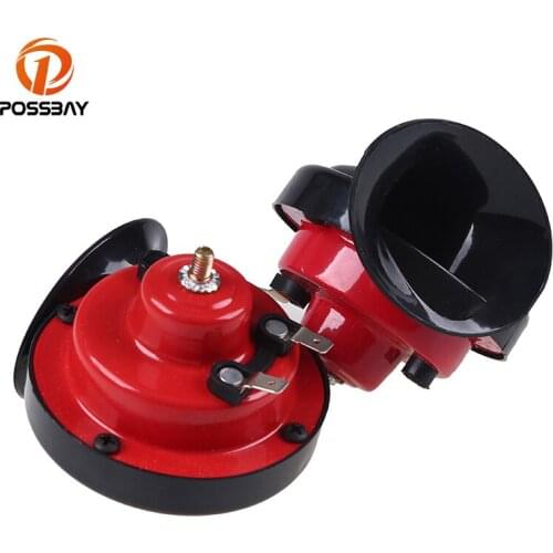 POSSBAY 12V Car Motorcycle Truck Horn Compact Dual Tone Electric Pump Air Loud Trumpet for off Road Vehicle Dirt Bike Bus