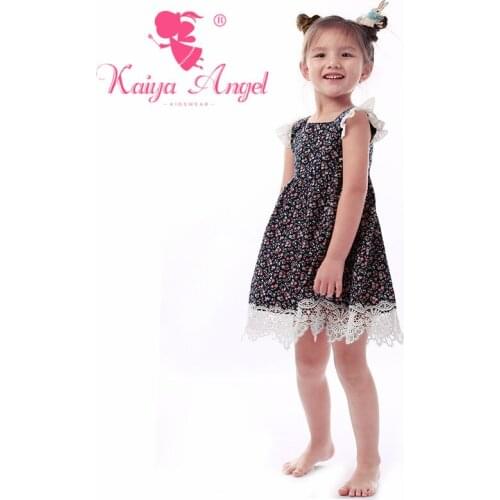 Kaiya Angel Toddler Girl Floral Dress Princess White Cotton Embroidered Lace Sleeves Summer Clothes Princess Dress wholesale