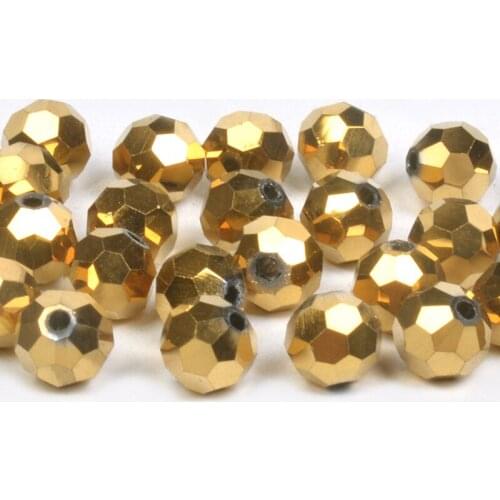 4/6/8mm Gold Color Football Chinese Faceted Austrian Crystal Glass Loose Spacer Beads DIY Jewelry Making Bracelet