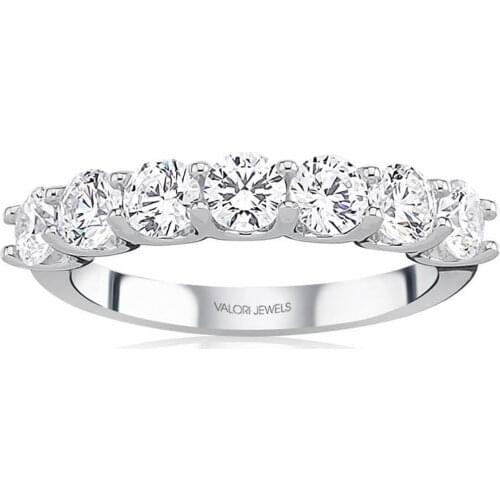 Valori Jewels 1.40 Carat, Zirconia White Round Gemstone, Rhodium Plated, Five Stone Ring