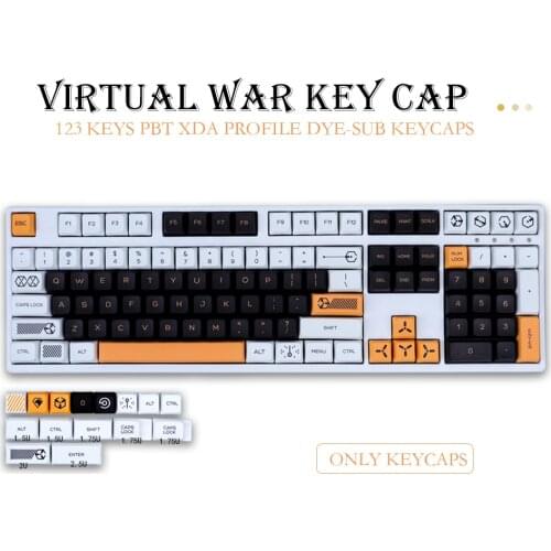 PBT Keycap 121 Keys XDA Profile DYE-SUB Personalized White Virtual War Keycap For Cherry MX Switch Mechanical Keyboard