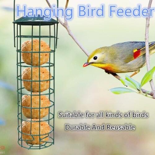 Bird Metal Feeder Hanging Feeders Viewing Window For Garden Yard Decoration Refillable Practical Bird Feeder Cage Sturdy Feeder