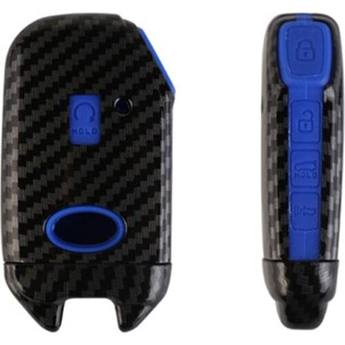ABS Carbon Fiber Shell+Silicone Cover Remote Key Holder Fob Case&KeyChain For Kia Sportage R 5Button keyring