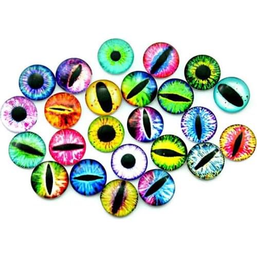 20pcs/lot DIY 10/12mm Cat Dragon Eyes Round Glass Mould Stuff Jewelry Findings Pendant Accessory Charms Handmade Resin Craft