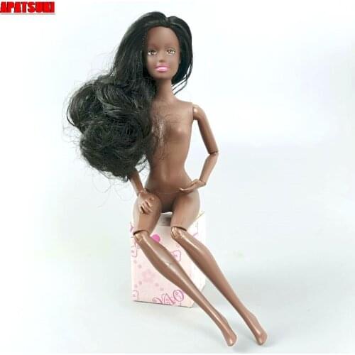 1/6 11.5" BJD Doll Nude Naked Body 11 Jointed Movable Body Head With Black Long Curl Hair Dollhouse Accessories Kids DIY Toys