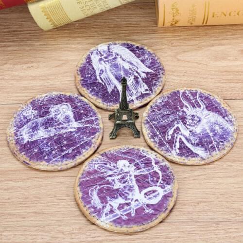 LINKWELL Set of 4 10x10cm Dark Blue Constellation Round Kitchen Tabletop Bar Coaster Table Cup Holder Drink Placemat Mat