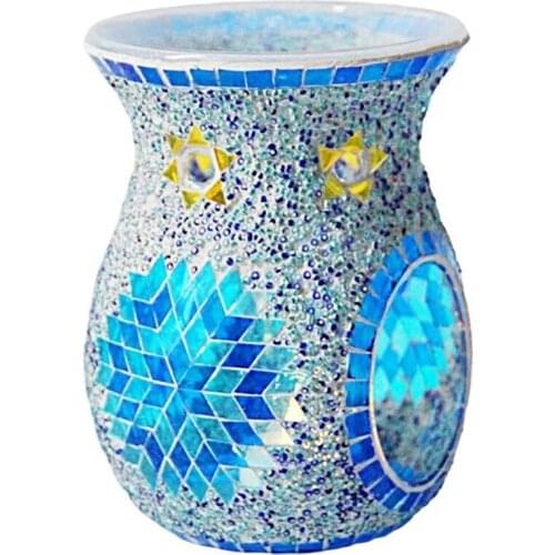 Mosaic Glass Oil Burner, Aromatherapy Essential Oil Diffuser, Candle Holder, Melt Holder for Cafe Home Decorate