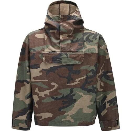 SEVEYFAN 2021 Mens Camouflage Pullover Hooded Jackets Loose fit Cotton Coat for Male