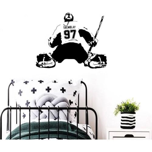 Custom Name Wall Sticker Personalized Baby Girl Boy Hockey Wall Decal Mural Childrens Room Sport Art Poster Vinyl B532