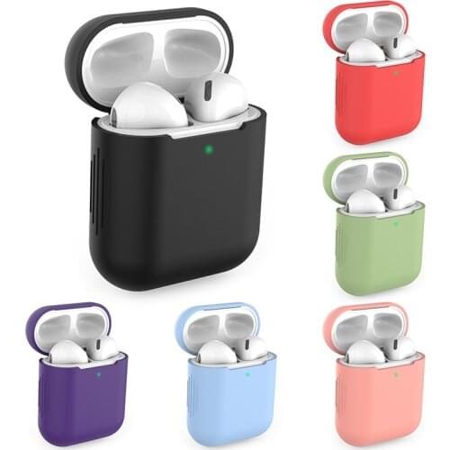 Earphone Case Solid Color Silicone For AirPods 1 2 Case Cover For Apple Wireless Earphone Protective Case Earphone Protective