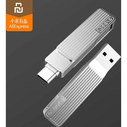 Original xiaomi mijia Type-C USB dual interface mobile phone U disk 120MB / SM1 360 rotating aluminum alloy material smart APP