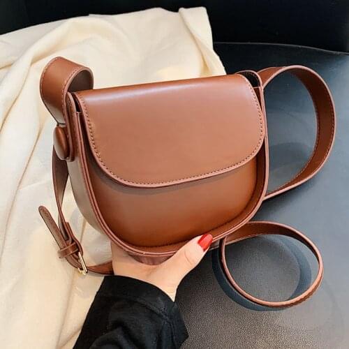 Autumn2021new Fashion Ladies Luxury High-quality Retro Western Style Shoulder Bag Simple Solid Color Cross-body Saddle Bag Women