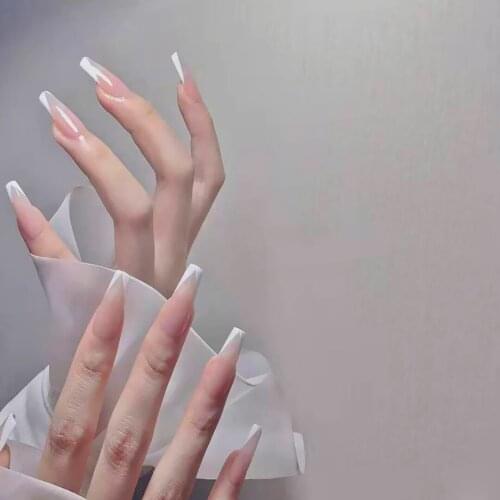 24pcs Fake Nail Patch Square Head Glue Type Removable Super Long Paragraph Fashion Manicure False Nail Patch Fake Nails