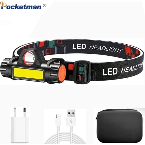 8000LM Rechargeable Headlamp LED Headlight Q5+COB Led Head lamp Powerful Built-in 18650 Battery Outdoor Camping Fishing