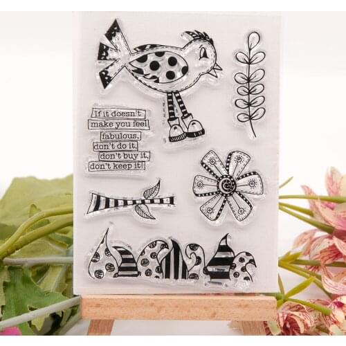 CLEAR STAMPS Bird Leaves Transparent Rubber Stamp Silicone Seal for DIY Scrapbooking Card Making Photo Album Crafts Decoration