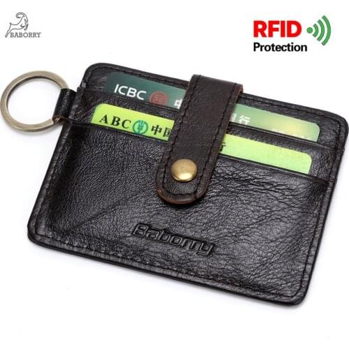 RFID Purse Cowhide Mens Wallet Card Holders Genuine Leather Multi-card Position Card Package Coin Purses