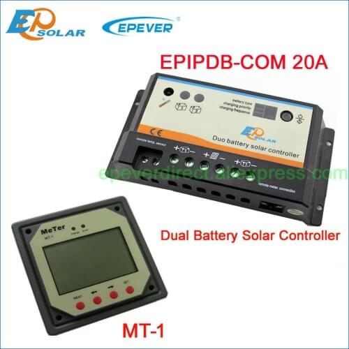 20A regulator PWM EPEVER Dual battery Solar charger controller with MT-1 EPIP-COM series Free Shipping 12V/24V automatic work