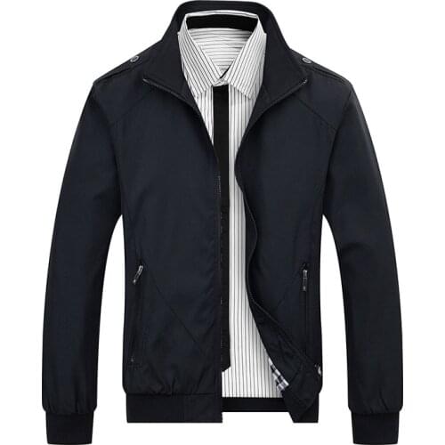 Male Thin Windbreaker Streetwear Jackets 5Xl Mens Bomber Jackets Spring Autumn Mens Sportswear Slim Stand Collar Coats