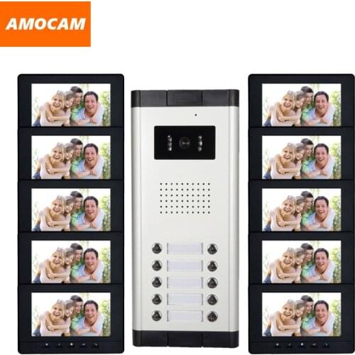 10 Units 7" Monitor Apartment intercom system Video Door Phone Intercom HD Camera video Doorbell for 10 Household