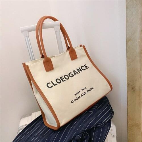 Lazy High Capacity Womens Letter Shoulder Bag Canvas Casual Totes 2021 New Fashion Handbags