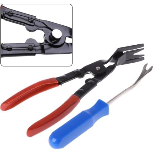 High Quality Car Door Card Panel Trim Upholstery Remover+Clip Removal Pliers Pry Tool Set for the quick removal of staples clip